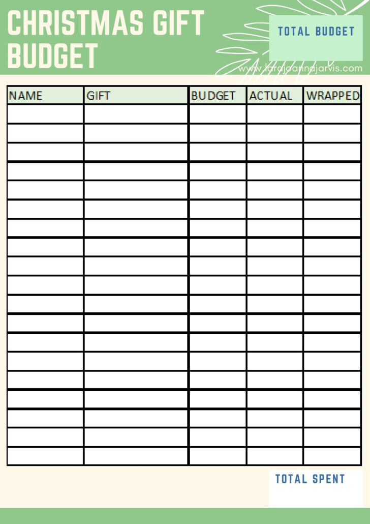 Christmas Budget Worksheet Printable