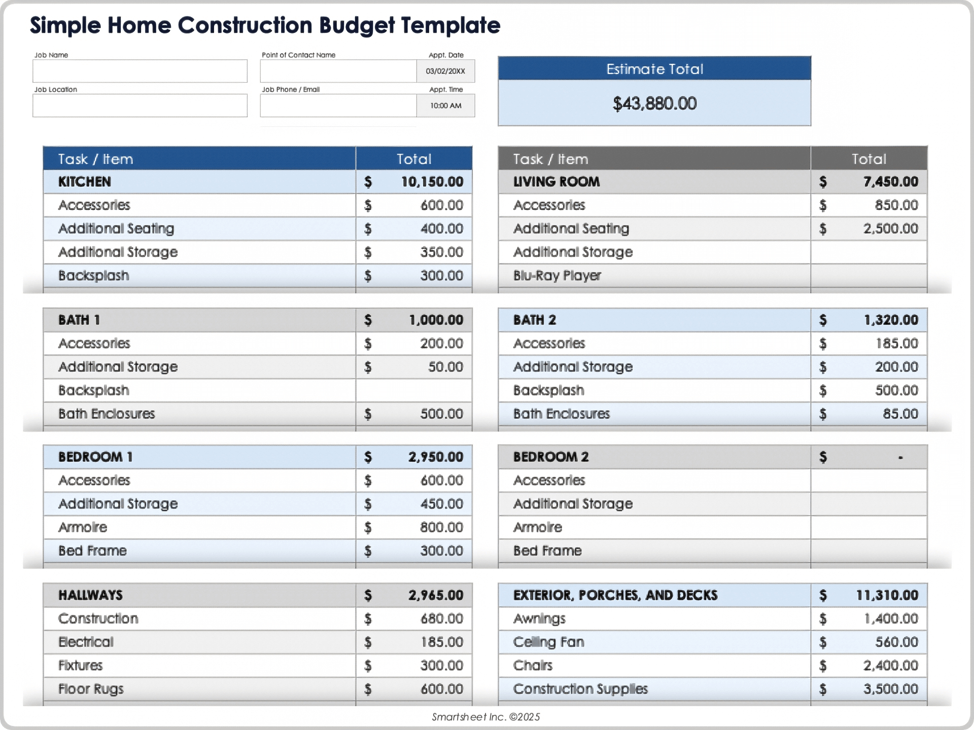 Free Construction Budget Templates: All Formats &amp;amp; Projects with regard to New Home Construction Budget Worksheet