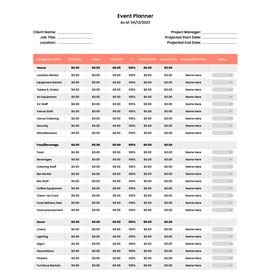 Free Event Planner Budget Template —Trulysmall Templates in Event Planning Budget Worksheet Template