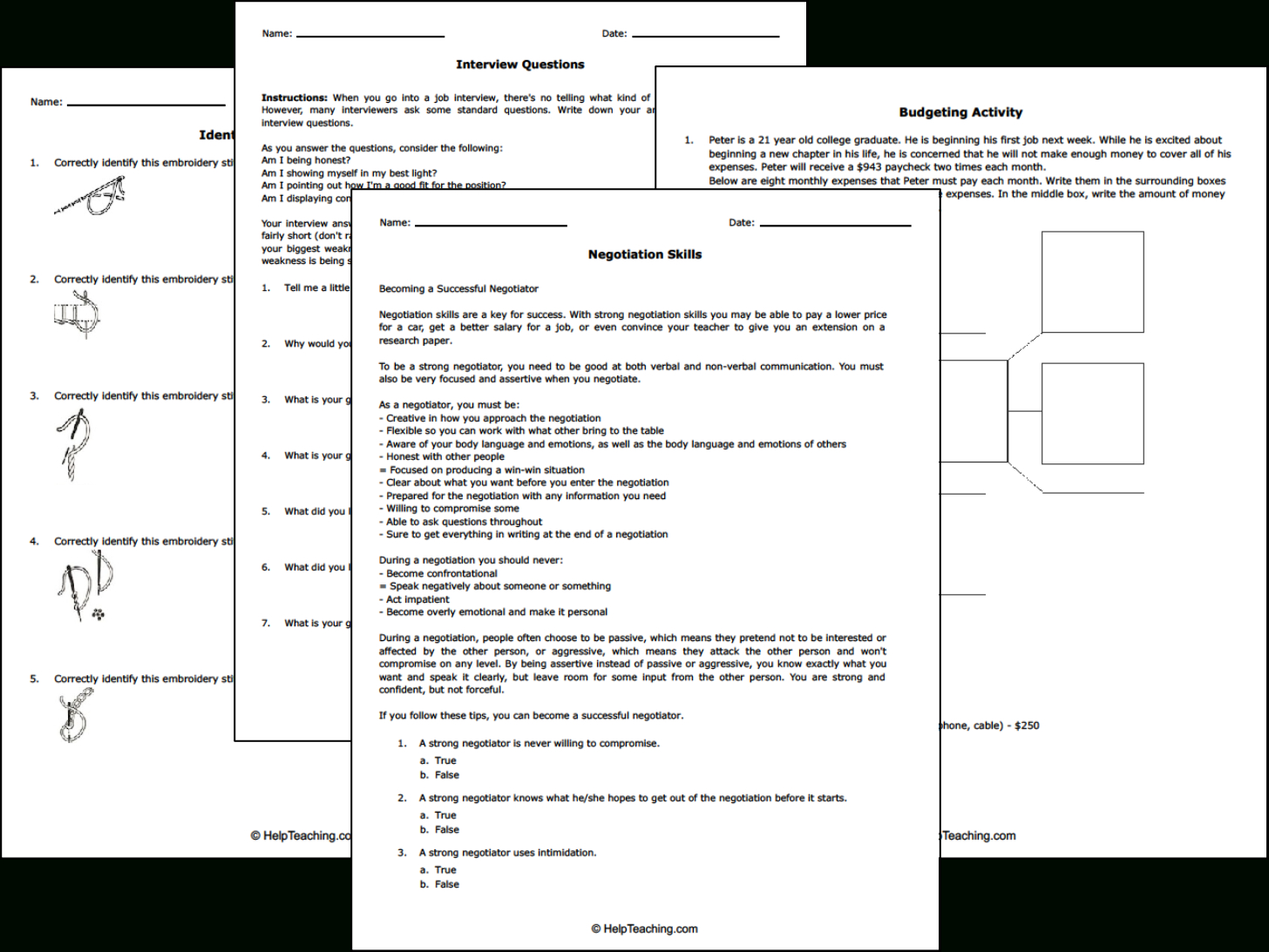 Free Life And Money Skills Worksheets throughout Life Skills Budgeting Worksheets