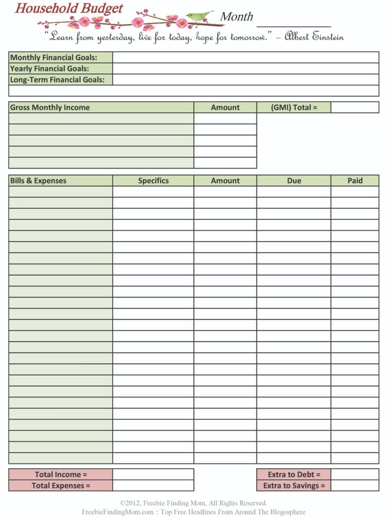 Free Monthly Budget Templates (Printable Pdfs) pertaining to Monthly Budget For Single Mom Worksheet