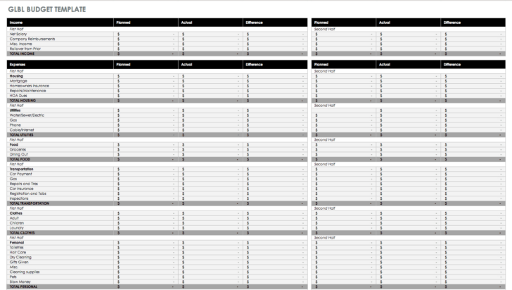 Monthly Budget Worksheet Template