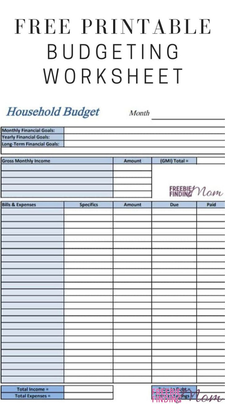Printable Budgeting Worksheets For Students