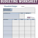 Free Printable Budget Worksheet Throughout Household Budget Worksheet Printable