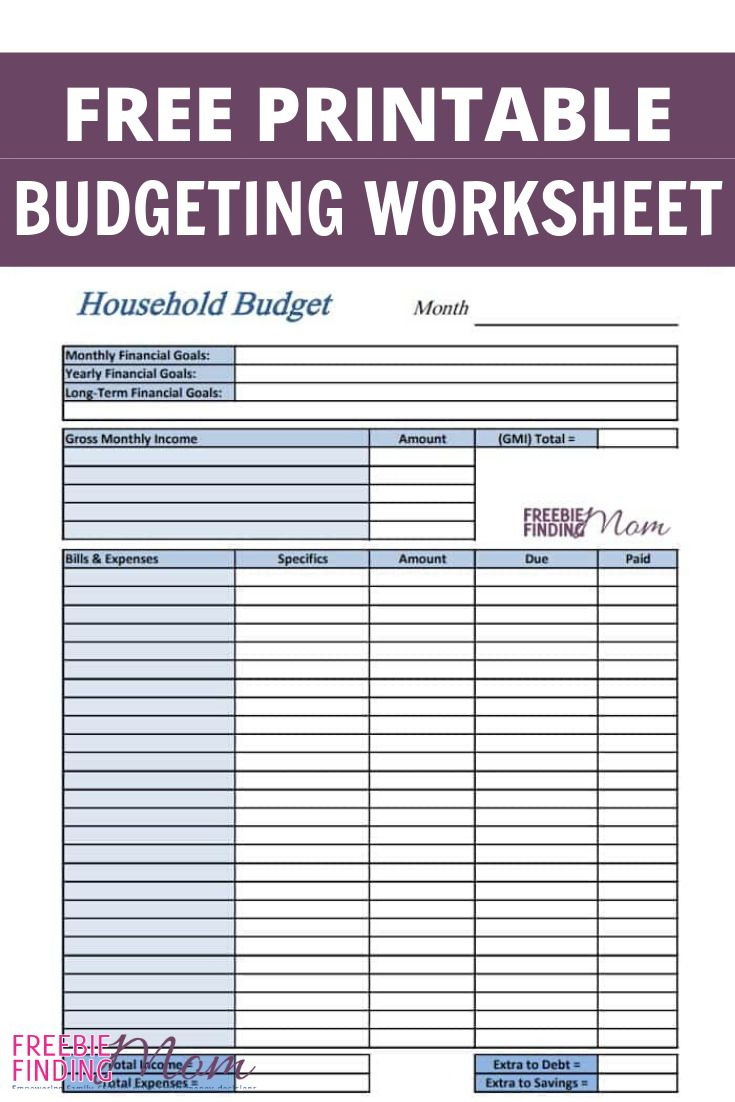 Free Printable Budget Worksheet throughout Household Budget Worksheet Printable