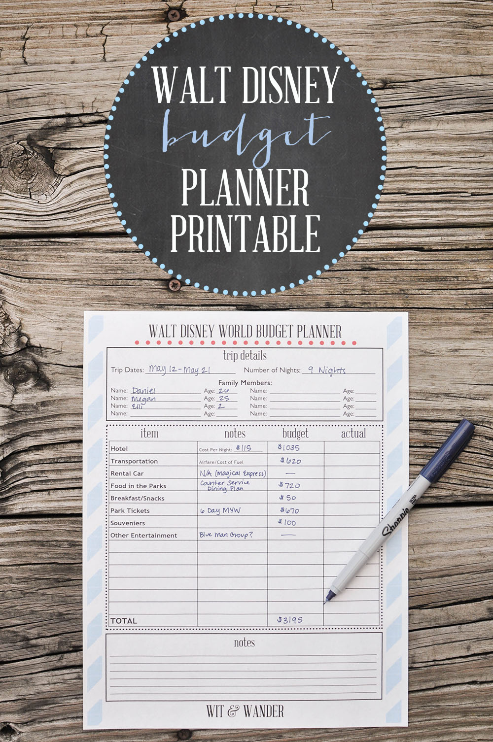 Free Printable Disney World Budget Planner - Our Handcrafted Life intended for Disney World Vacation Budget Worksheet