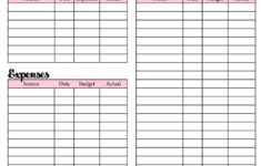 Free Printable Monthly Budget With Auto Calculated Fields for Math Budgeting Worksheets Free