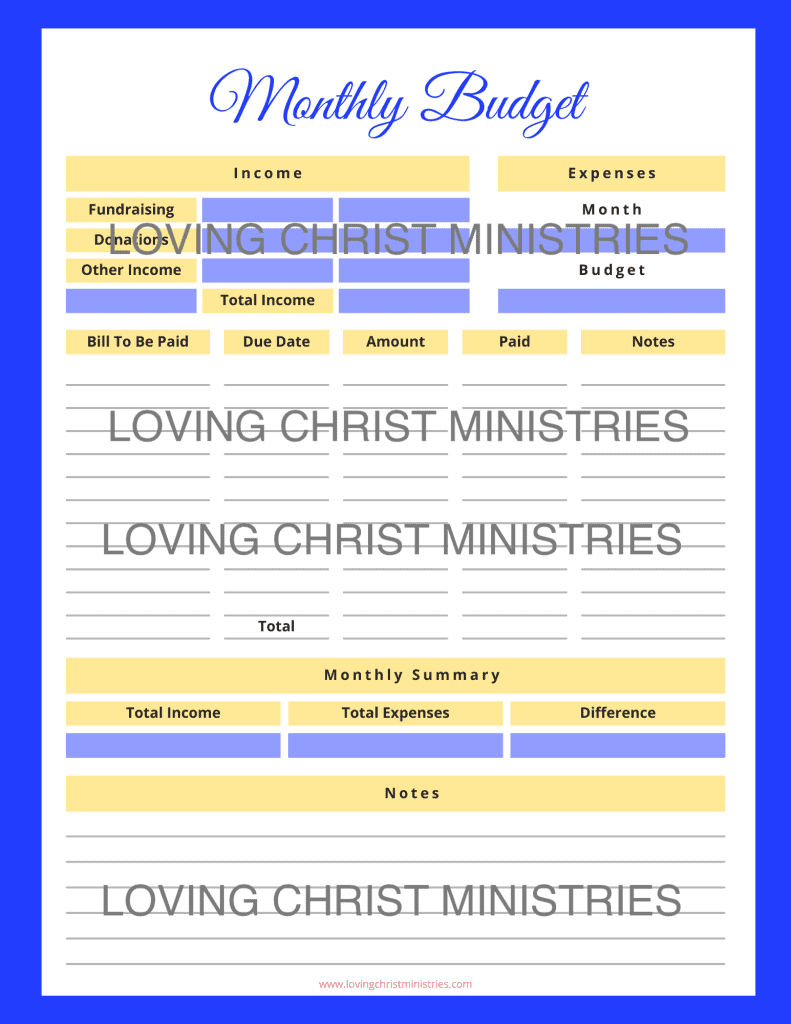 Free Printable Monthly Budget Worksheet For Women&amp;#039;S Ministry intended for Christian Budget Worksheets