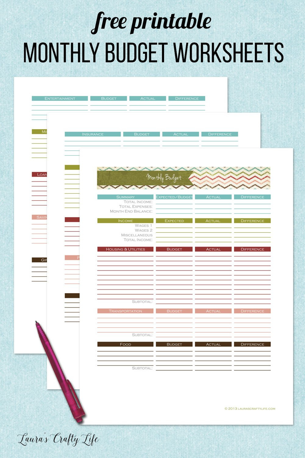 Free Printable Monthly Budget Worksheet inside Free Budget Worksheet