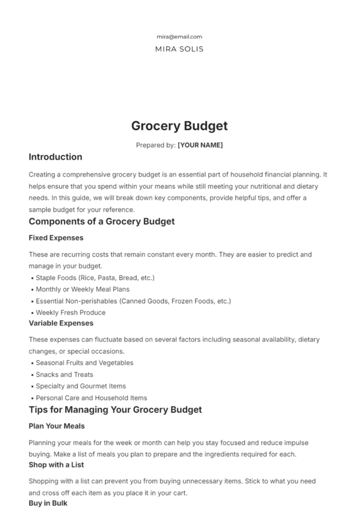 Planning a Food Budget Worksheet Answers