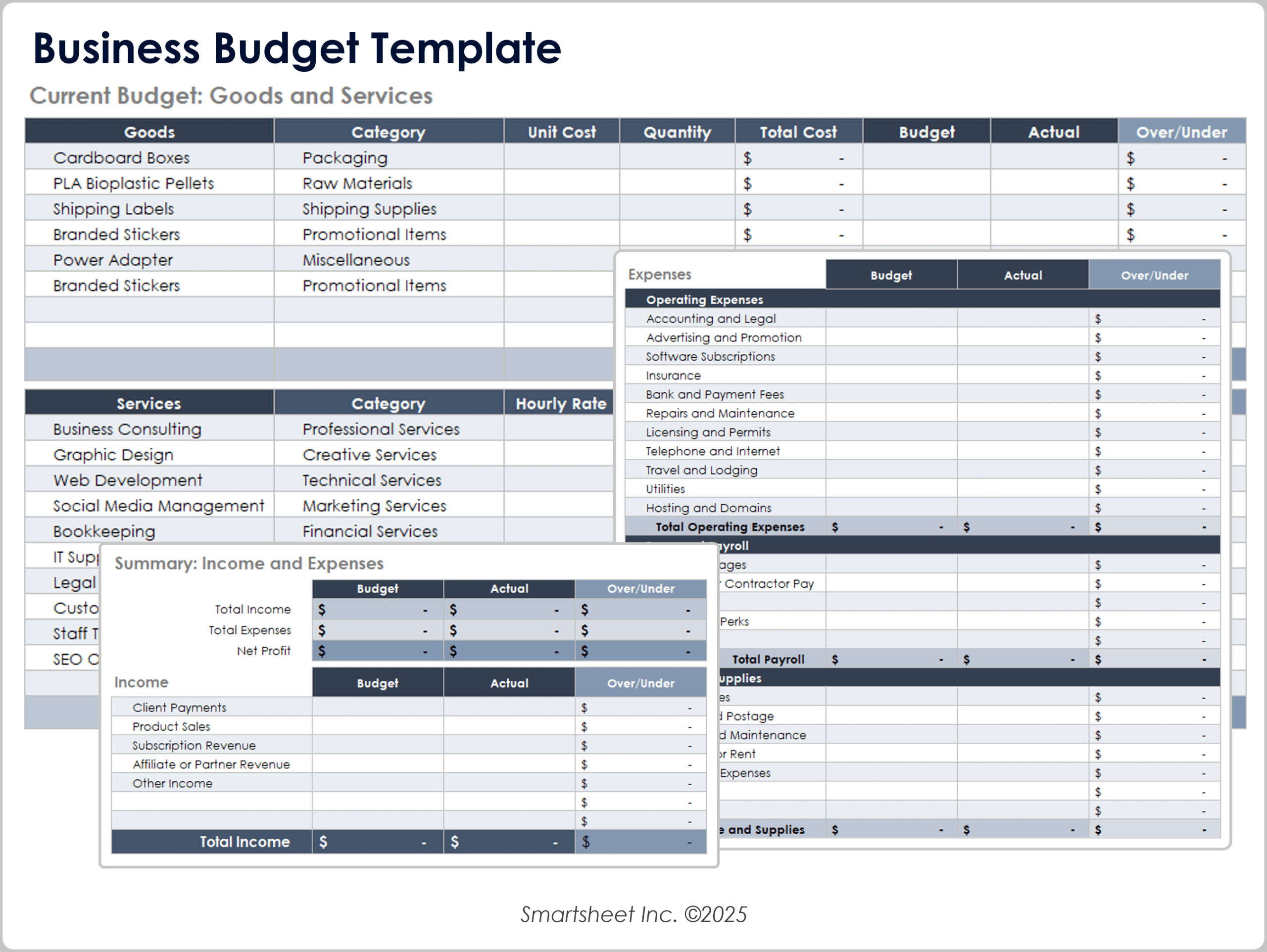 Free Small Business Budget Templates for Business Budgeting Worksheets