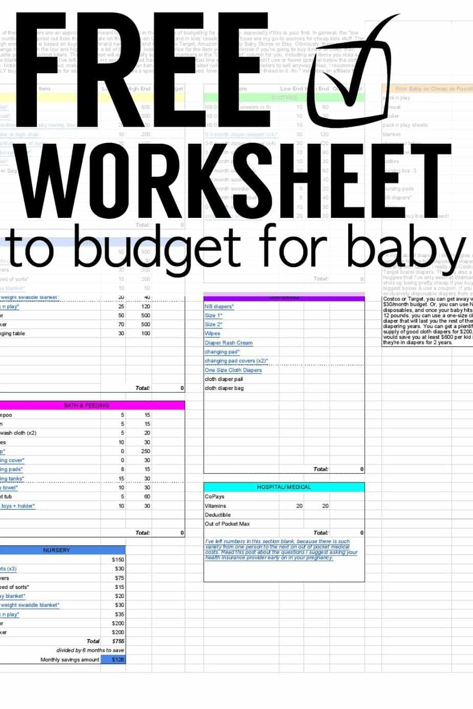 Free Spreadsheet: How Much Does A Baby Cost? (Less Than You Think!) with regard to Budgeting For A Baby Worksheet Answer Key