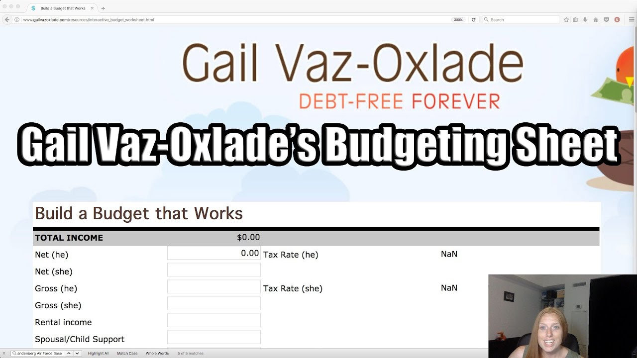 Gail Vax-Oxlade'S Budgeting Sheet | Freckle Finance - Youtube intended for Gail Vaz-Oxlade Budget Worksheet
