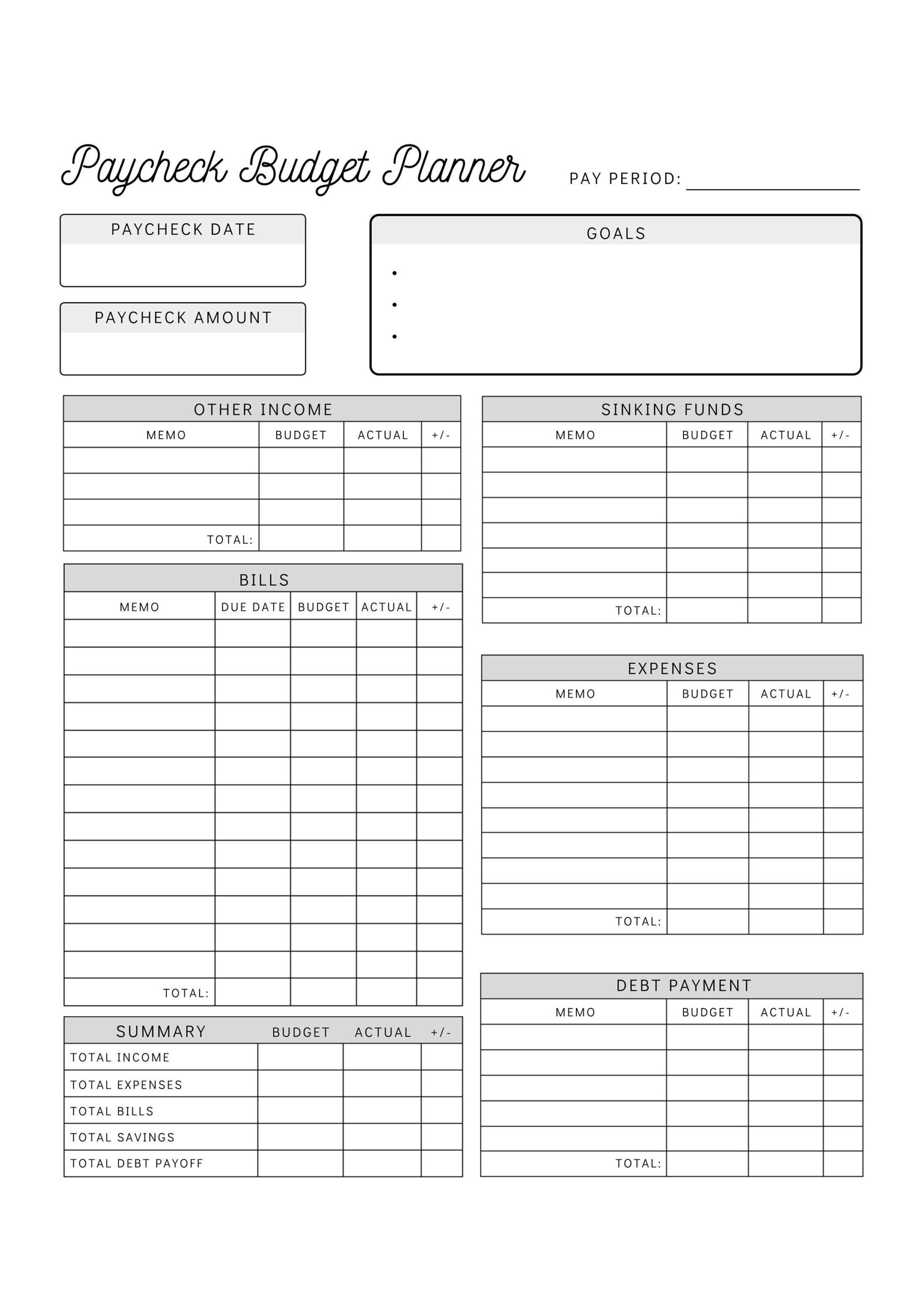 Gehaltsscheck Budget Planner Printable | Budgetpaycheck inside Printable Paycheck Budget Worksheet