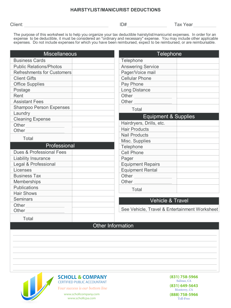 Hair Stylist Tax Deduction Worksheet Pdf Free: Fill Out &amp;amp; Sign pertaining to Hair Salon Budget Worksheet