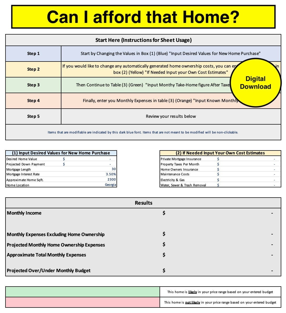 Home Buying Budget Template, How Much House Can I Afford? A inside Home Purchase Budget Worksheet