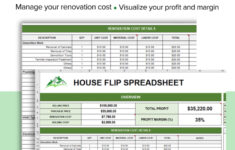 House Flip Tracker, House Flip Spreadsheet, Property Flipping throughout House Flipping Budget Worksheet