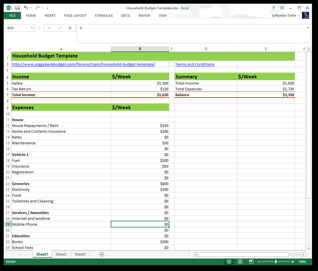 Household Budget Template - Download - Softpedia for Junior Achievement Budget Worksheet