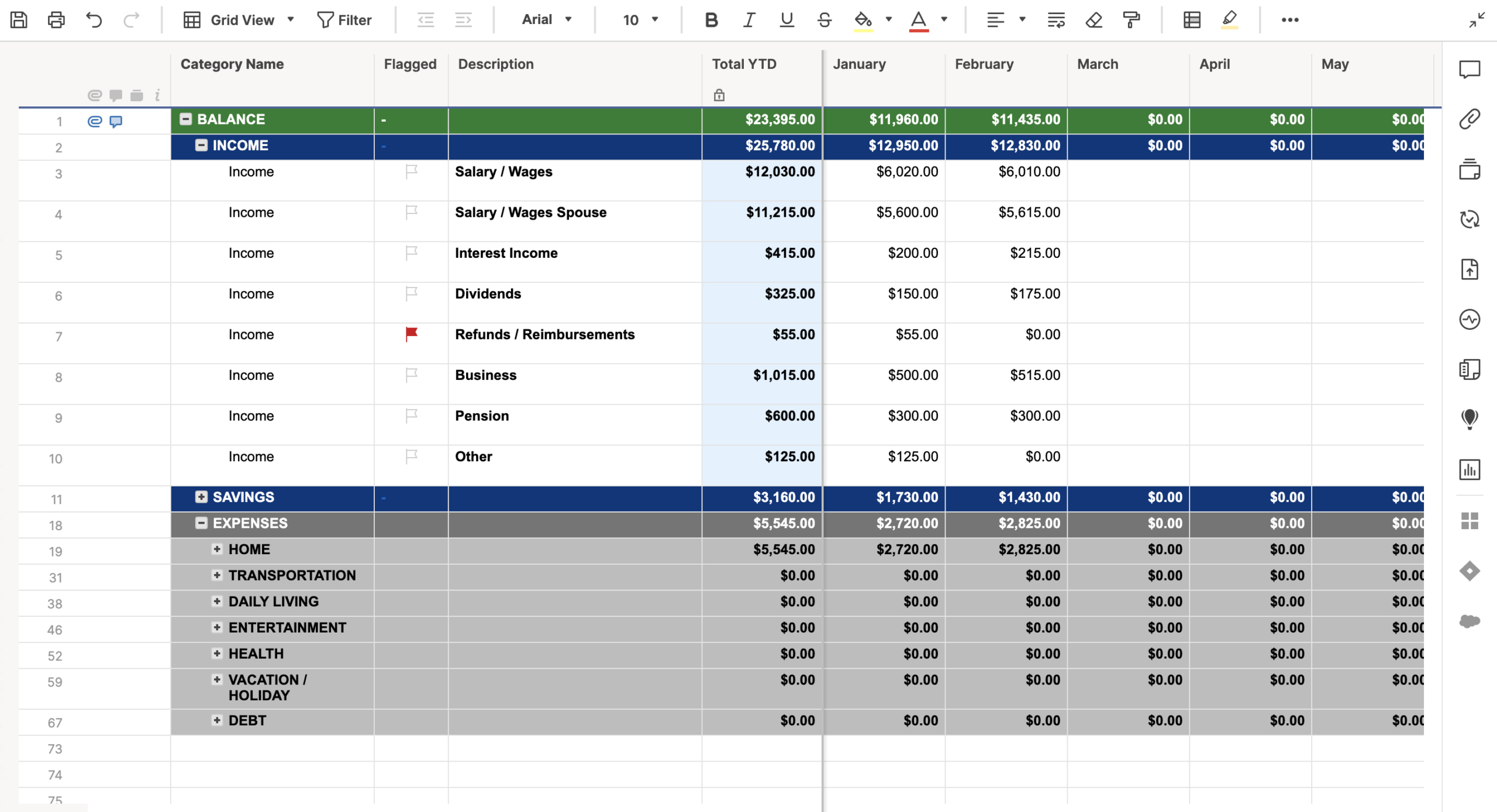 Household Expense Budget Template | Smartsheet inside Samples Of Household Budgets Worksheets
