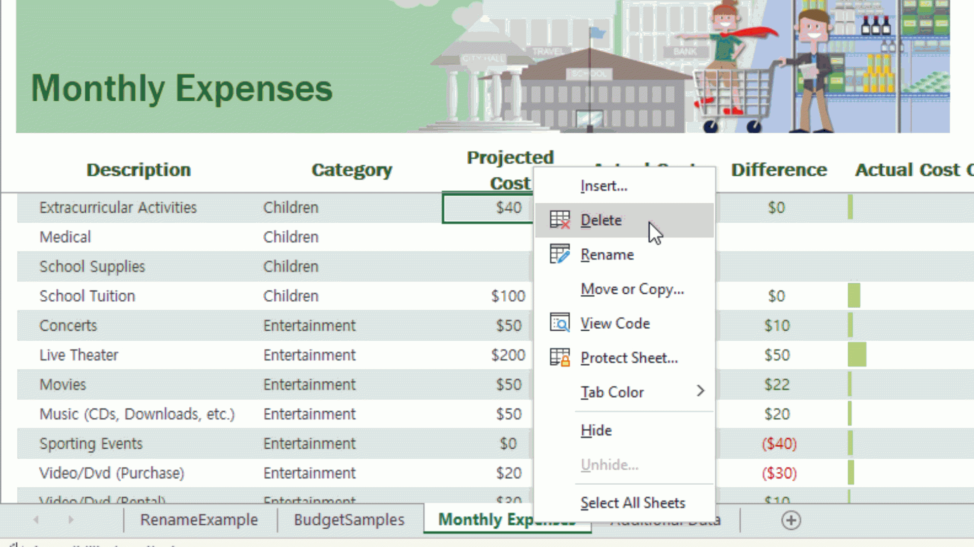 How To Delete A Worksheet In A Microsoft Excel Workbook? | Smart for Delete The Sample Budget Worksheet