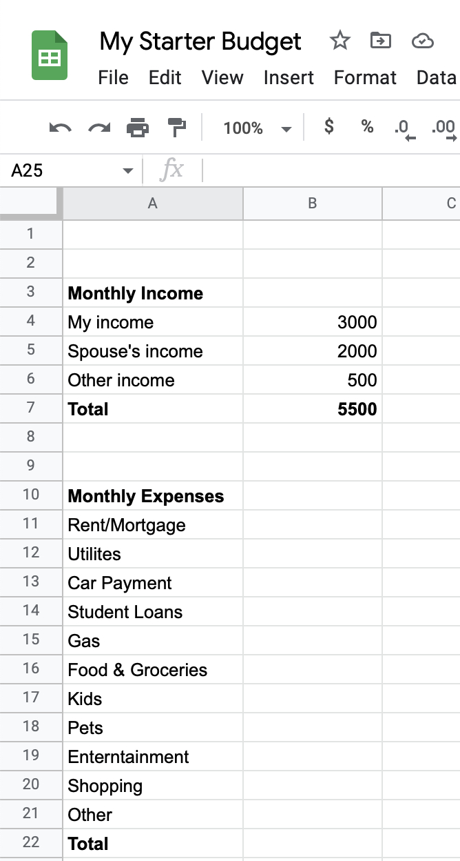 How To Make A Budget With Google Sheets throughout Setting A Budget Worksheet