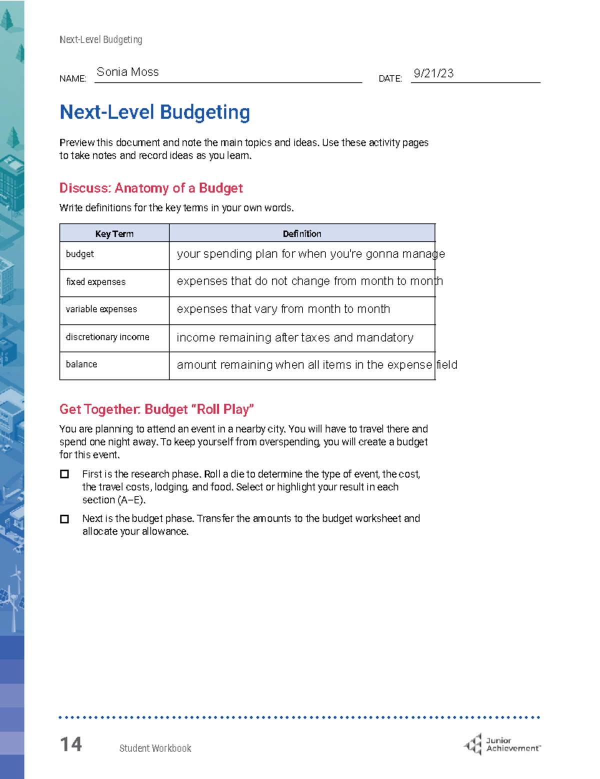 Ja Budgeting: Comprehensive Notes &amp;amp; Activities For Budget Planning regarding Rework A Budget Worksheet Answer Key