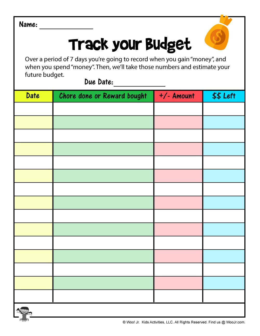 Kids Budget Tracker - Teach Your Kids How To Manage Money in Budgeting Worksheets Free For Kids