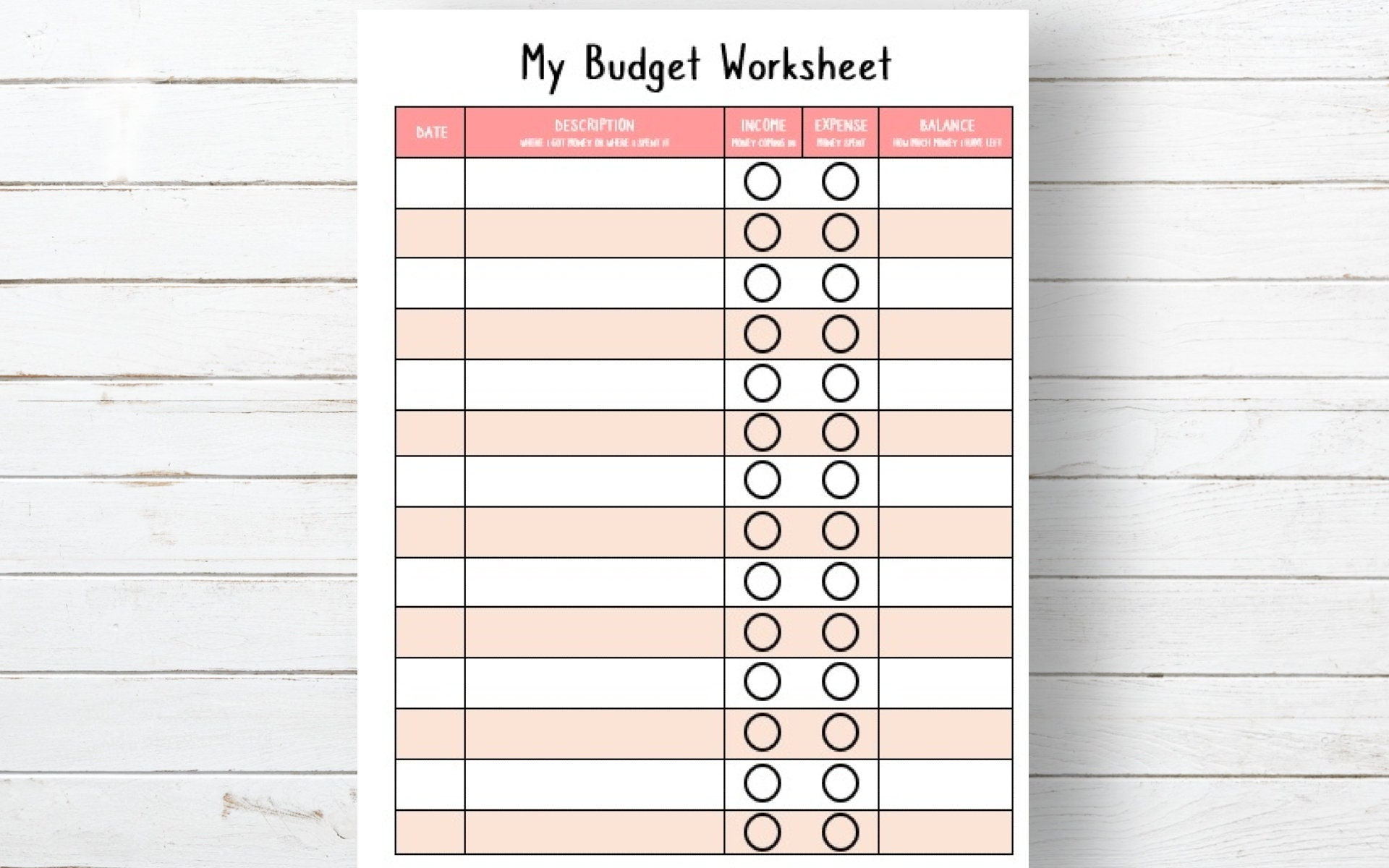 Kids Budget Worksheet • Instant Download - Etsy for Cap Money Budget Worksheet