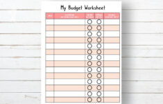 Kids Budget Worksheet • Instant Download - Etsy in Budgeting Worksheets For Kids