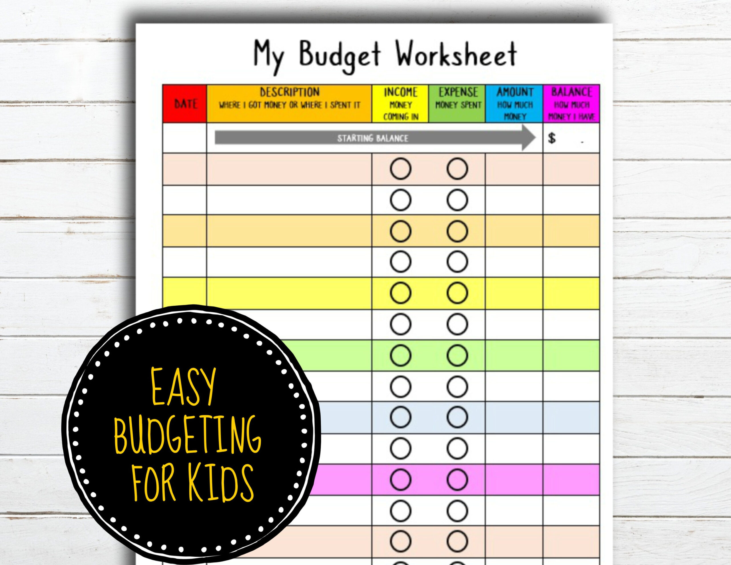 Kids Budgeting Worksheet • Instant Download - Etsy for Budgeting For Kids Worksheets