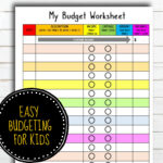 Kids Budgeting Worksheet • Instant Download   Etsy Uk Regarding Budget For Kids Worksheet