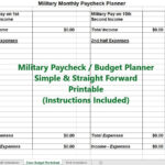 Military Paycheck / Budget Planner (Bi Monthly). Track Your Monthly Throughout Military Budget Worksheet