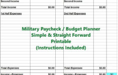 Military Paycheck / Budget Planner (Bi-Monthly). Track Your Monthly throughout Military Budget Worksheet