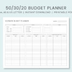 Monatlicher Haushaltsplaner 50/30/20 Regel | Einnahmen & Ausgaben Throughout 50/20/30 Budget Worksheet