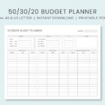 Monthly Budget Planner 50/30/20 Rule | Income & Expense Money With Regard To 2.08 Budget Worksheet