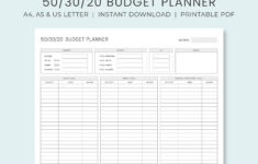 Monthly Budget Planner 50/30/20 Rule | Income &amp; Expense Money with regard to 2.08 Budget Worksheet