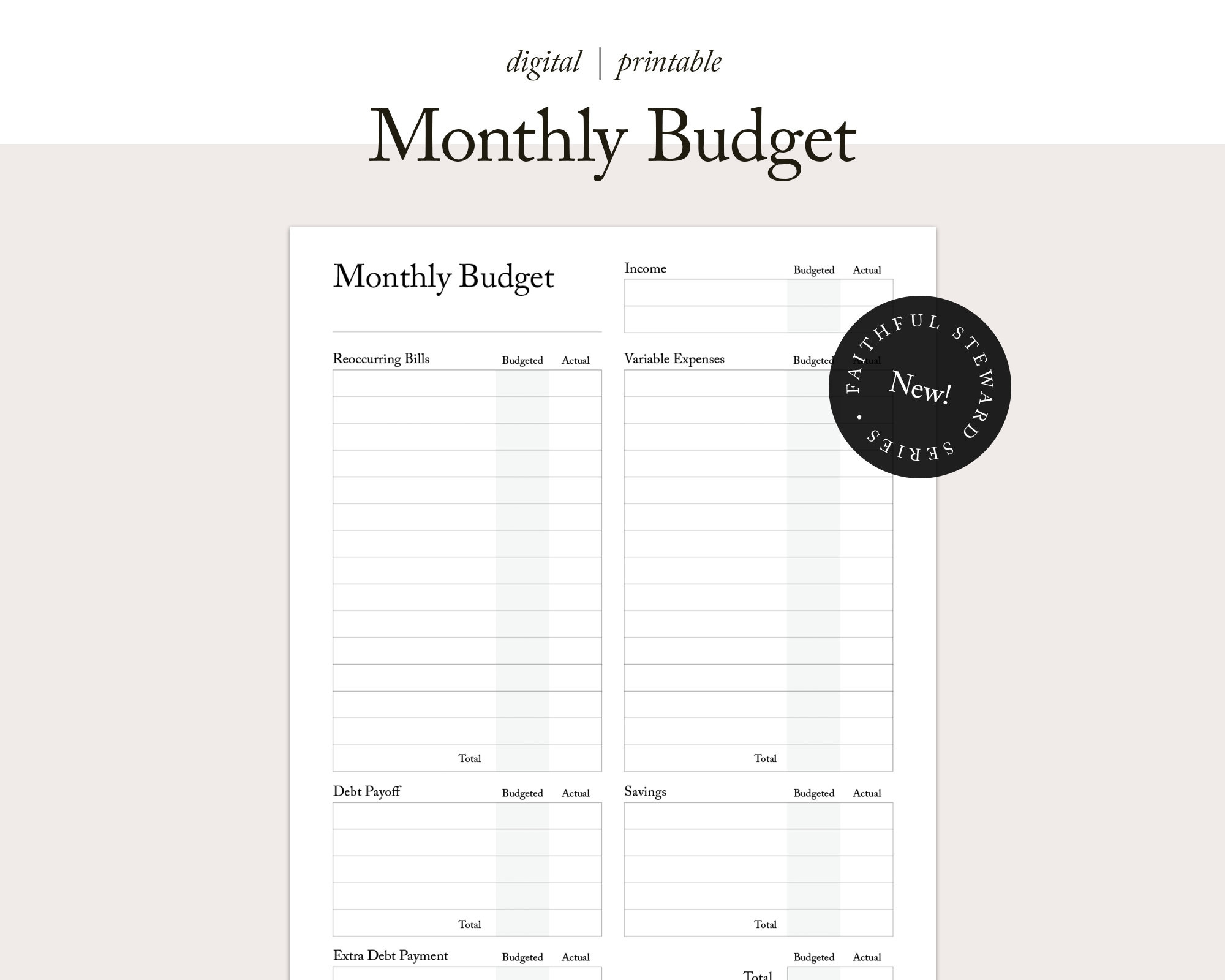 Monthly Budget Planner | Christian Budgeting Template | Financial within Christian Budget Worksheets
