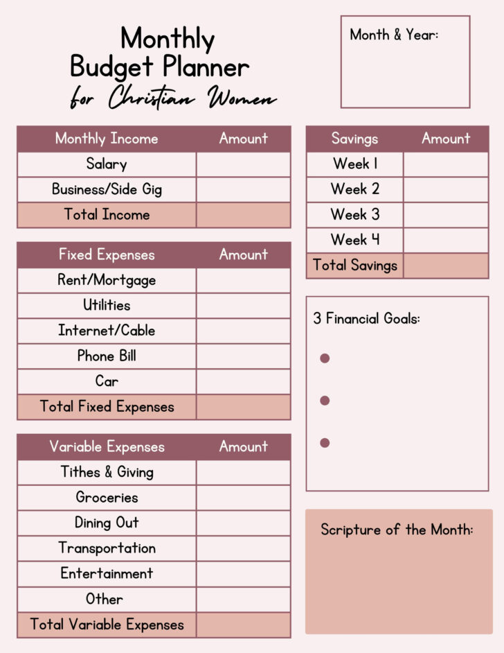 Christian Financial Budget Worksheet Christian Financial Budget Worksheet