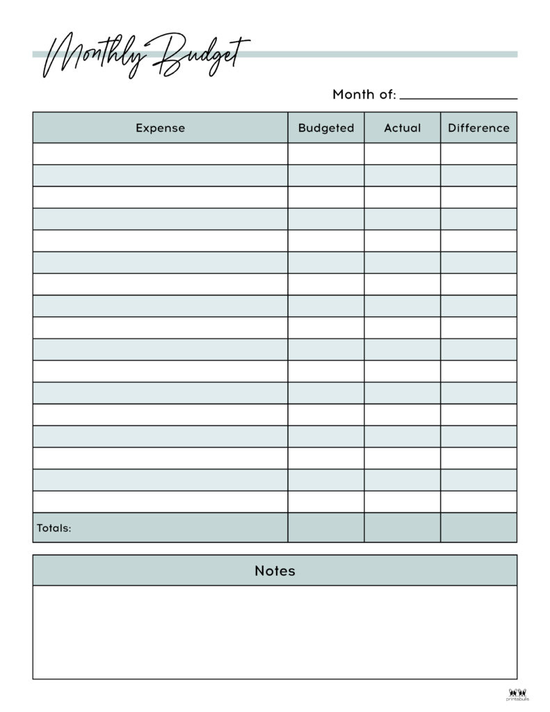 Monthly Budget Planners - 20 Free Printables | Printabulls with regard to Free Printable Financial Budget Worksheet