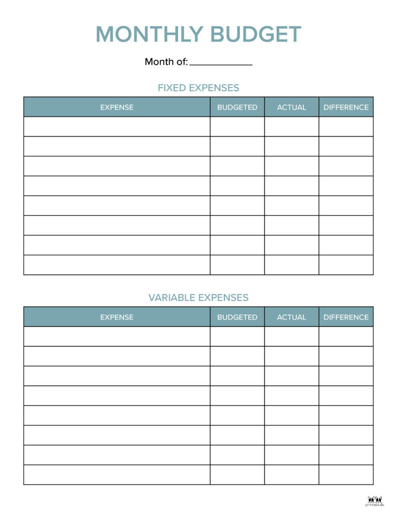 Monthly Budget Planners - 20 Free Printables | Printabulls with Single Person Free Printable Monthly Budget Worksheet