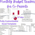 Monthly Co Parenting Budget Tracker   Excel Spreadsheet Fully In Single Parent Budget Worksheet