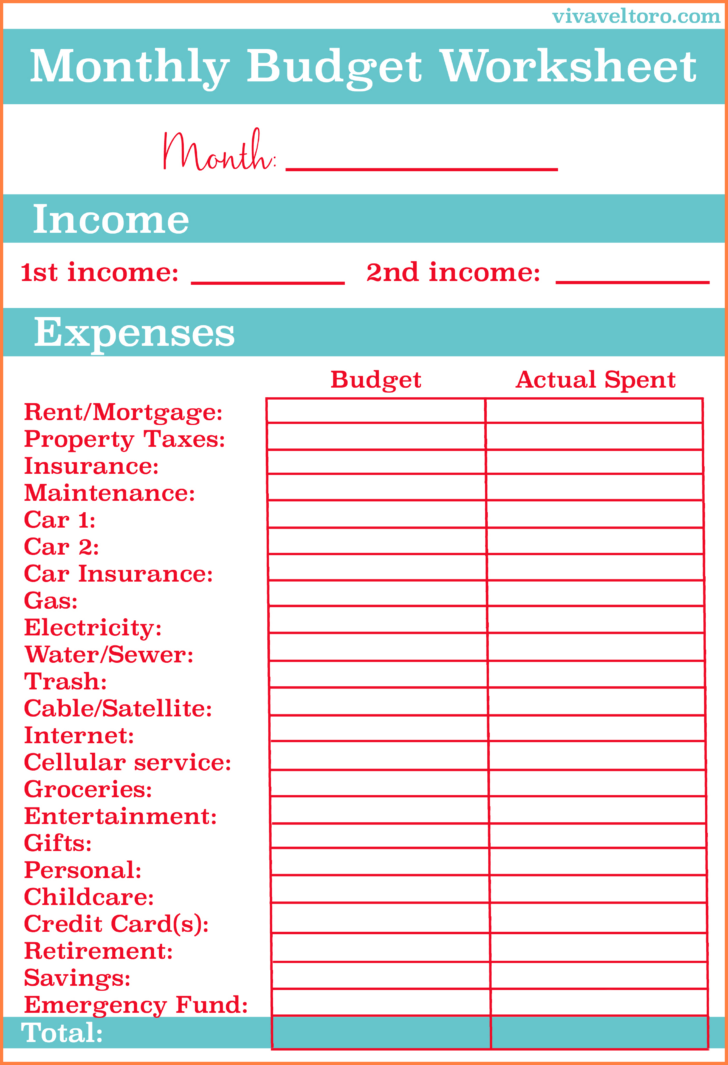 Family Budget Worksheet