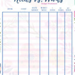 Needs Vs. Wants Budget Worksheet {Free Printable!} Within Need A Budget Worksheet