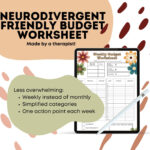 Neurodivergent Friendly Digital Budget Worksheet For Adhd/Autism With Budgeting Worksheets For Adults With Mental Illness