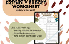 Neurodivergent Friendly Digital Budget Worksheet For Adhd/Autism with Budgeting Worksheets For Adults with Mental Illness