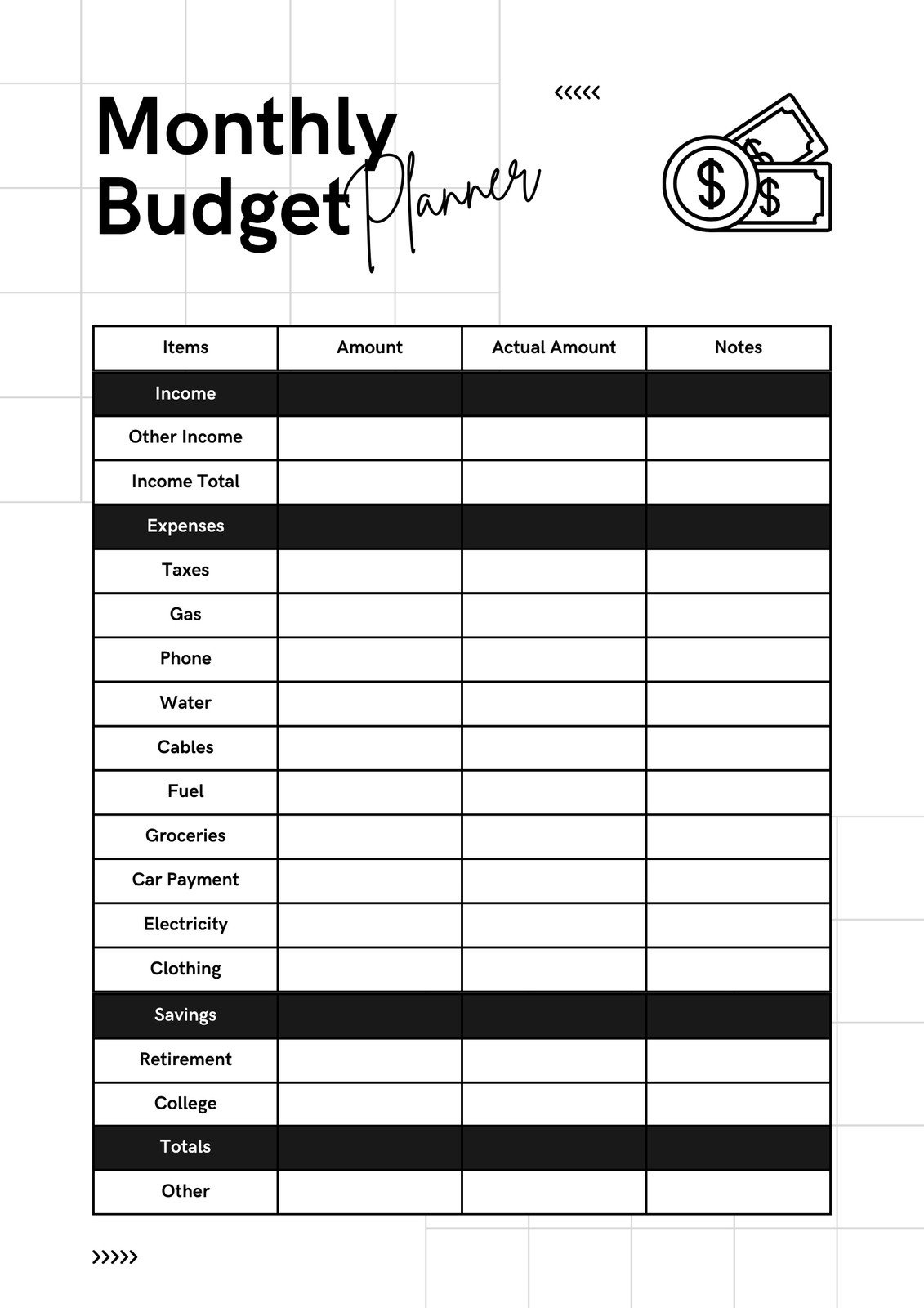 Page 3 - Free Customizable Finance Planner Templates | Canva with Single Person Free Printable Monthly Budget Worksheet