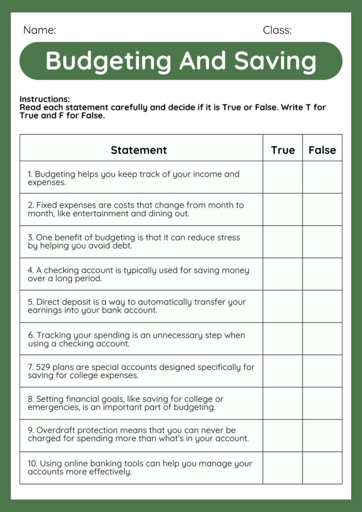 Budgeting Worksheets For Grade 8 Budgeting Worksheets For Grade 8