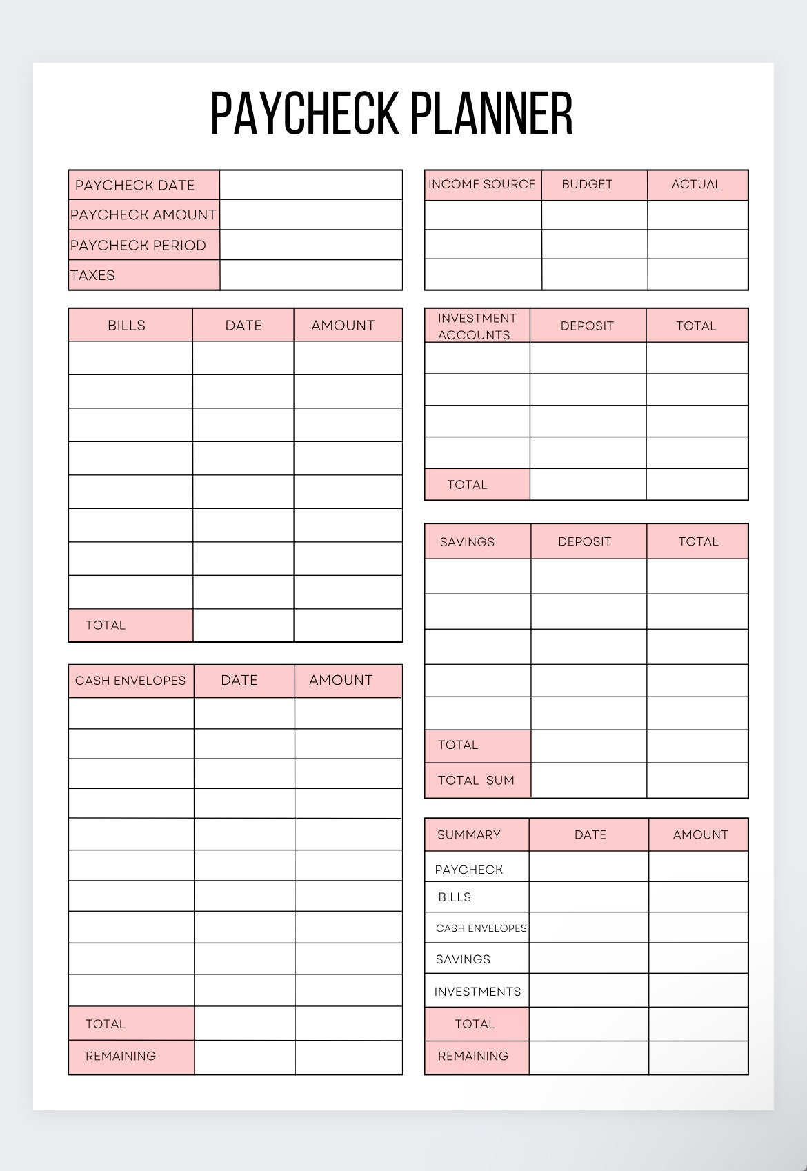 Paycheck Budget Planner: Biweekly Finance Tracker (A4 Printable regarding Bi Weekly Paycheck Budget Worksheet