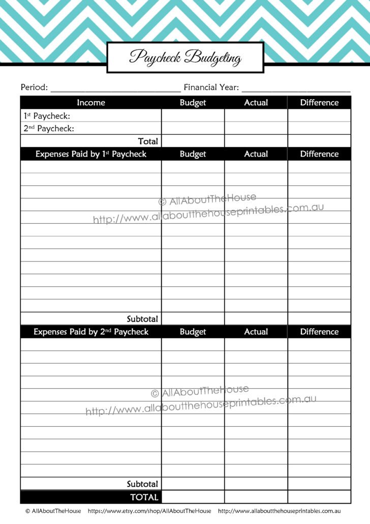 Paycheck Budget Worksheet Printable Paycheck Budget Worksheet Printable
