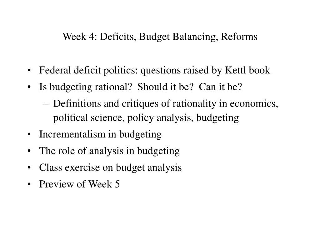 Ppt - Week 4: Deficits, Budget Balancing, Reforms Powerpoint inside Balancing The Federal Budget Worksheet